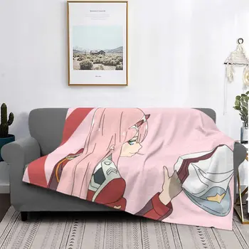 Одеяла Darling In The Franxx Manga с флисовым текстильным декором 02 zero two, дышащее теплое покрывало для постельных принадлежностей, коврик для путешествий