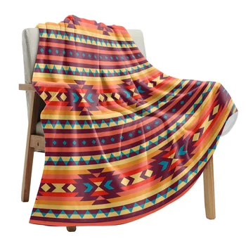 Одеяла с американским племенным рисунком, Портативное Мягкое покрывало для кровати, Офисное Покрывало, Фланелевое одеяло