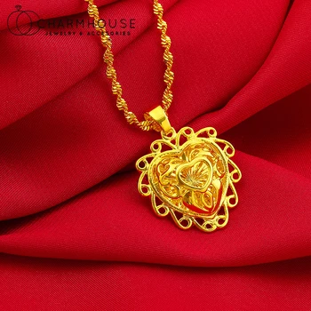 Ожерелья-шармы золотого цвета или Женская Подвеска в виде сердца и цепочка Collier Femme, Колье, Свадебные украшения, Аксессуары, Подарки для вечеринок