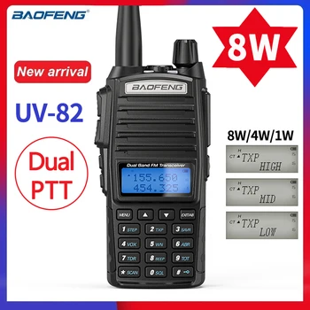 Оригинальное Радио Baofeng UV-82 8 Вт с Двойным PTT UV-82 Высокой Мощности Версии 8 Вт 4 Вт 1 Вт С Переключаемыми Режимами Трехфазной Рации