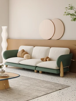 Оригинальный дизайн гостиной, современный скандинавский тканевый диван для маленькой семьи, простой диван из массива дерева, хлопчатобумажный льняной диван wind