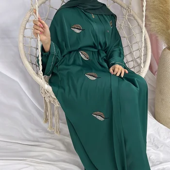 Открытая Абая Женская Дубай Люкс 2023 Платье-Хиджаб Ручной Работы Из Бисера Летнее Мусульманское Кимоно Eid Abayas Исламская Одежда Праздничный Наряд Кафтан