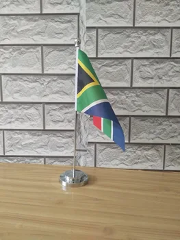 Офисный стол Южной Африки настольный флаг с золотым или серебряным металлическим основанием для флагштока 14 *21 см флаг страны бесплатная доставка № 0054