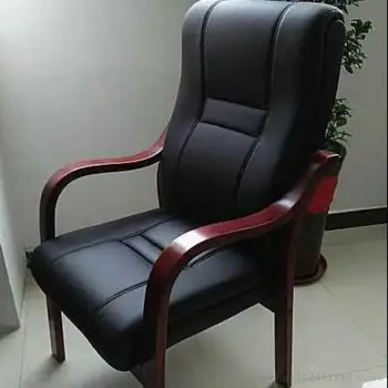 Офисный стул из высококачественного массива дерева, компьютерный стул, домашний маджонг, шахматы и карты, четырехногий стул для конференц-зала, кресло босса из воловьей кожи