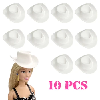 Официальный NK, 10 шт., шляпки для куклы в благородной шляпе, солнцезащитные шляпы, летние ковбойские шляпы в стиле вестерн из полипропилена, уличные аксессуары для куклы Барби, игрушки