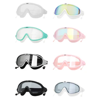 Очки для плавания в большой оправе, водонепроницаемые и противотуманные, HD Новые очки для защиты глаз для мужчин и женщин