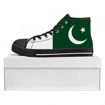 Пакистанский Флаг, Высококачественные Кроссовки с высоким берцем, Мужские Женские Парусиновые Кроссовки для подростков, Пакистанская Повседневная Обувь для пары, Обувь на заказ