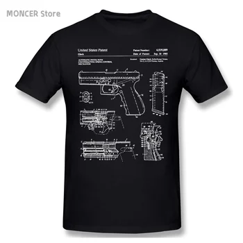 Патент на пистолет Получен от Gaston Glock Pro Gun, Мужская футболка Glock Handgun, новинка, футболки с круглым вырезом, классические топы из чистого хлопка