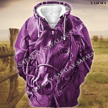 Персонализированное Имя Purple Horse 3D-Принт Высококачественная Толстовка С Капюшоном Horse Hoodie Animal Personality Top Casual Hoodie