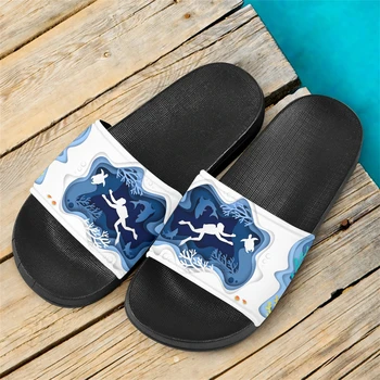 Персонализированные тапочки Turtle Diver Design Для взрослых и детей, уютные легкие нескользящие сандалии, Новая модная повседневная обувь на плоской подошве 2023