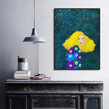Плакат с Мультяшным портретом Блондинки на холсте Настенная печать в скандинавском минималистичном стиле Модульная Гостиная Спальня Дом Без рамы