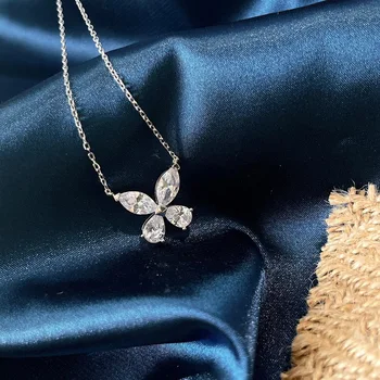 Подвески роскошного бренда, Романтическое ожерелье с подвеской Buterfly из настоящего серебра 925 пробы с кристаллом 5A Для женщин, Модные Аксессуары