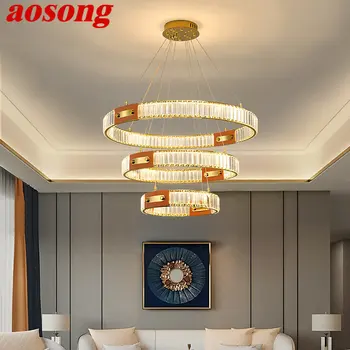 Подвесной светильник AOSONG Nordic Crystal, современный креативный кольцевой светильник, роскошная люстра для гостиной, столовой, декора виллы