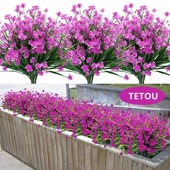 Поддельные искусственные цветы на открытом воздухе для украшения Устойчивые к ультрафиолетовому излучению, не выцветающие растения из искусственного пластика Садовое крыльцо Окно Кухонный офисный стол