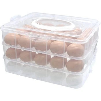 Подставка для яиц для холодильника, 3-слойные контейнеры для яиц с крышкой, Подставка для тарелок для яиц с крышкой
