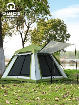 Полностью Автоматическая Быстрооткрывающаяся Палатка для Кемпинга Outdoor Park Leisure с Защитой от Дождя и Утолщением Солнцезащитного Крема с Тентом для 3-4 Человек