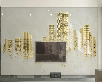 Пользовательские обои 3d фреска геометрическая квадратная строчка золотой городской ТВ фон обои домашний декор papier peint 3d обои