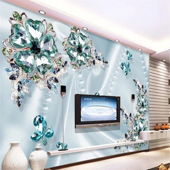 пользовательские фотообои beibehang 3D fresco, благородный великолепный зеленый хрустальный цветок 3d TV wall papel de parede Обои для стен