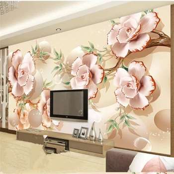 Пользовательские фотообои модные цветы домашний декор 3D трехмерный круг цветы гостиная ТВ фон обои