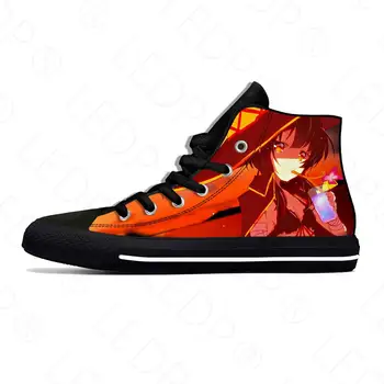 Популярное японское аниме, Мультфильм, Манга KonoSuba Megumin, Повседневная тканевая обувь с высоким берцем, Легкие Дышащие Мужские И женские кроссовки с 3D принтом.