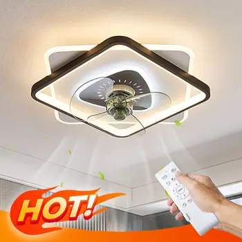 Потолочный светильник с электрическим вентилятором, современная люстра, встроенная в потолок, освещение для ресторана, спальни, бесшумный потолочный вентилятор.