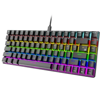 Проводная игровая клавиатура USB, 84 клавиши, зеленая/красная клавиатура Axis Rainbow True RGB с подсветкой Type-C для ноутбука, настольного ПК, компьютера