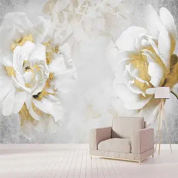 Простая ретро-золотая роза, абстрактный цветок, 3D гостиная, спальня, настенная роспись самоклеящихся обоев на заказ