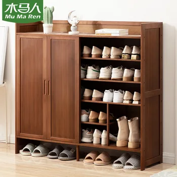 Пыленепроницаемый обувной шкаф для хранения домашней двери, деревянный шкаф для крыльца, опрокидывающееся ведро, обувной шкаф простой современной сборки в гостиной