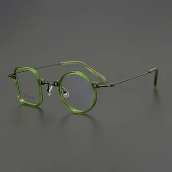 Ретро левая круглая правая квадратная оправа для очков мужские дизайнерские оптические очки из ацетатного сплава при близорукости для чтения женские персонализированные очки