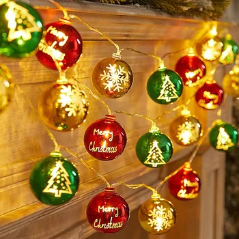 Рождественские декоративные огни, гирлянда со светодиодной подсветкой, Рождественский шар, гирлянда, Рождественская елка, декор, ночник для новогодней вечеринки