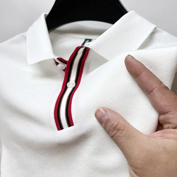 Роскошная и нежная рубашка поло с контрастным воротником и короткими рукавами, мужская высококачественная футболка, летний тренд, простая повседневная рубашка Paul