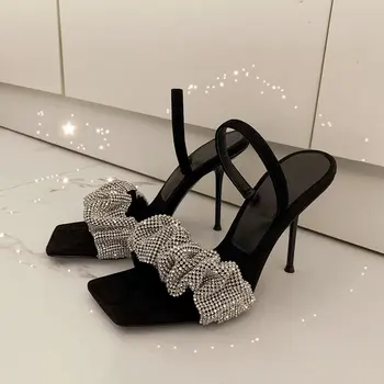 Роскошные женские босоножки со стразами в звездном стиле 2023, Элегантные гладиаторские сандалии на высоком каблуке-шпильке, летние туфли для выпускного вечера для вечеринок