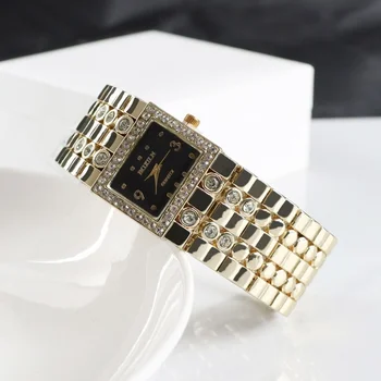 Роскошные Простые Квадратные золотые часы, Женский Модный Повседневный браслет из сплава, женские наручные часы со шкалой 2023, женские кварцевые часы