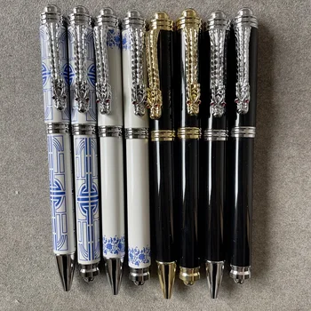 Роскошный бело-голубой фарфор Mb Monte, чернила Emperor's Dragon blance, ручка-роллер, Школьные канцелярские принадлежности