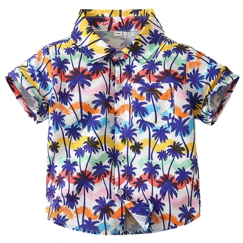 Рубашка Для маленьких мальчиков, Рубашка с принтом Для мальчиков, Летняя Детская Одежда, Топы, Рубашки Для малышей, Хлопковая Детская Одежда в пляжном стиле от 1 до 6 ЛЕТ