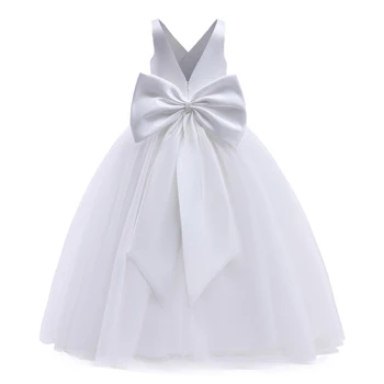 Свадебное платье подружки невесты для девочек с кружевными цветочными аппликациями, бальное платье, белые платья принцессы для девочек, элегантные костюмы для празднования Дня Рождения