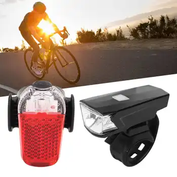 Светодиодный велосипедный фонарик ABS USB зарядка Водонепроницаемая велосипедная фара и задний фонарь для езды на велосипеде Комплект уличных велосипедных фонарей