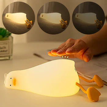 Светодиодный детский ночник перезаряжаемая Силиконовая Мягкая Лампа-Утка Детский Праздничный Подарок Для Сна Креативная Настольная лампа для спальни