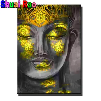 Сделай сам 5D Золотую Статую Будды Полностью Квадратную Алмазную Живопись Наборы для вышивки крестом Художественная Вышивка Алмазная Мозаика Декор религиозных Икон