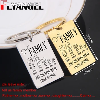 Семейные подарки FLYANGEL Наша Семейная бирка для ключей с пользовательским именем, брелок для ключей, ювелирные изделия, подарки на память о семейной бирке для ключей от автомобиля