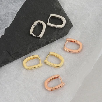 Серебристого цвета, U-образные Геометрические серьги-кольца для мужчин и женщин, простые Французские Золотые серьги с микроцирконом, подарок на свадьбу