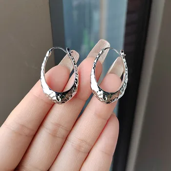 Серебряные креативные серьги-кольца с нерегулярной волной и гладкой поверхностью для женщин, украшения для помолвки, свадебной вечеринки, простые металлические овальные серьги