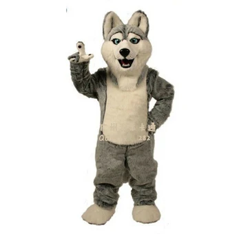 Серый меховой костюм собаки Хаски, костюм талисмана для взрослых, Мультяшная вечеринка в честь Дня Рождения, Маскарадный костюм, реквизит для парада Унисекс