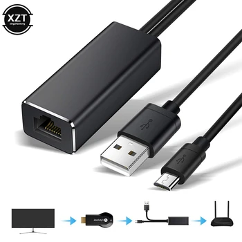 Сетевая карта USB Ethernet Адаптер для Chromecast от USB 2.0 до RJ45 для Google Chromecast 2 1 Ultra Audio TV Stick Micro USB Power