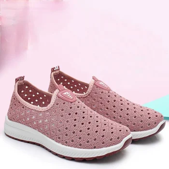 Сетчатая обувь, Женская летняя тканевая обувь Old Beijing, Женская обувь, дышащие Повседневные кроссовки с полой сеткой, Женская обувь для мам среднего возраста
