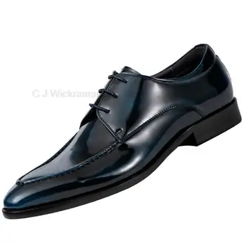 Синие черные мужские модельные туфли-дерби, деловая официальная свадебная обувь для шафера, офисная мужская обувь ручной работы из натуральной кожи, оригинал