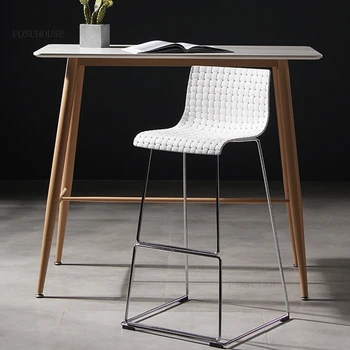 Скандинавские барные стулья, барные стулья для гостиной, Современный минималистичный стульчик для кормления со спинкой, Модный домашний барный стул для кухонной стойки.