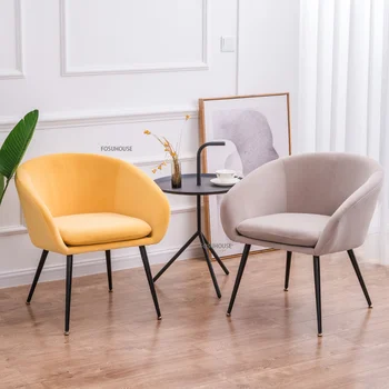 Скандинавский фланелевый обеденный стул для кухонной мебели, Простой туалетный стул для спальни, домашний стул для отдыха, подлокотник, спинка, обеденный стул