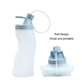 Складная бутылка для воды объемом 500 МЛ Портативная бутылка для питья из силикона, не содержащего BPA, герметичная с ручкой Посуда для кемпинга и велоспорта