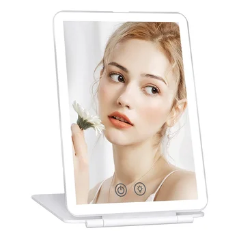 Складное зеркало для макияжа, зеркало для макияжа с сенсорным экраном, 3 цвета, режимы освещения, Косметические зеркала, перезаряжаемое через USB Складное светодиодное зеркало